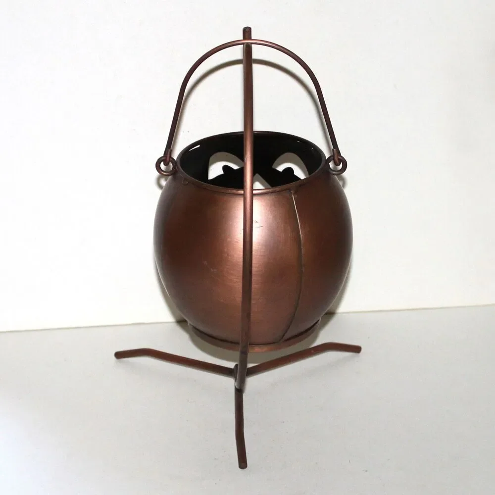 Ganz Pumpkin Hanging Jack O Lantern on Stand copper finish large Halloween 11.5